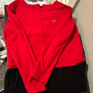 Vineyard Vines Long Sleeve Kids RedTee with Black Hem. Christmas!